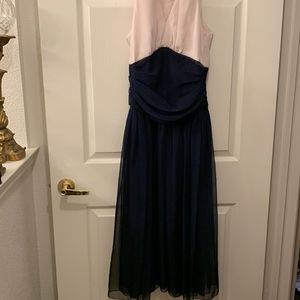 VINTAGE DARCY CHIFFON PARTY DRESS..SZ 5/6 WHITE TOP/NAVY SKIRT:USA MADE TAG: